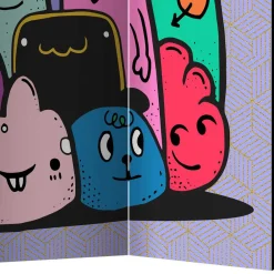 Kinder Wohnen Farbenfroher Paravent mit süßen Comic Monstern - Feradila