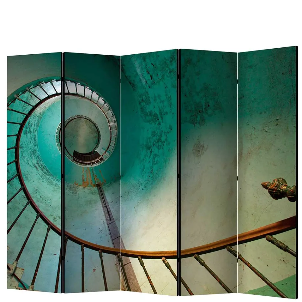 Wohnen Wohnzimmer-Regale|Paravents*Farbig bedruckter Paravent mit Motiv Wendeltreppe - Eprisa