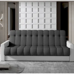 Wohnen Federkern Bettcouch in Dunkelgrau und Weiß - Rasmino