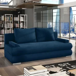 Wohnen Schlafsofas*Federkern Bettsofa in Dunkelblau - Minu