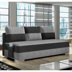 Wohnen Schlafsofas*Federkern Klappcouch in Grau und Schwarz - Zacatecas