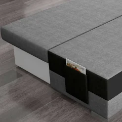 Wohnen Schlafsofas*Federkern Klappcouch in Grau und Schwarz - Zacatecas