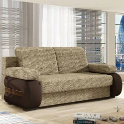 Wohnen Federkern Klappsofa in Beige und Dunkelbraun - Carinna