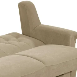 Wohnen Schlafsofas*Federkern Schlafsofa aus Flockstoff in Beige - Mabu