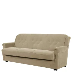 Wohnen Schlafsofas*Federkern Schlafsofa aus Flockstoff in Beige - Mabu