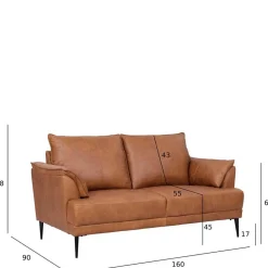 Wohnen Retro Möbel|Sofas*Federkern Wohnzimmersofa aus Echtleder - Zierra