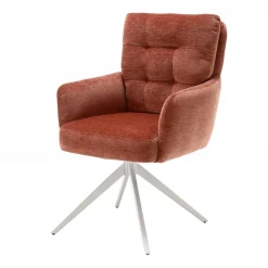 Wohnen Weiße Möbel|Küchenstühle*Federkern-Armlehnenstuhl in Kupfer Rotbraun - Coriga (2er Set)