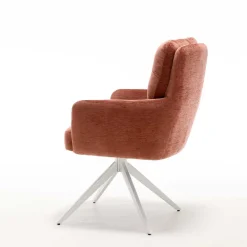 Wohnen Weiße Möbel|Küchenstühle*Federkern-Armlehnenstuhl in Kupfer Rotbraun - Coriga (2er Set)