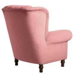 Wohnen Federkern-Ohrensessel in Rosa und Nussbaum Braun - Masiela