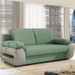 Wohnen Sofas|Sofa*Federkernsofa in Hellgrün und Hellgrau - Zenca
