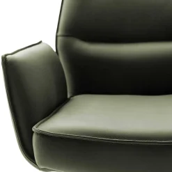 Wohnen Schwarze Möbel|Küchenstühle*Federkern-Tischsessel aus Echtleder in Oliv - Filipan (2er Set)