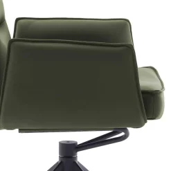 Wohnen Schwarze Möbel|Küchenstühle*Federkern-Tischsessel aus Echtleder in Oliv - Filipan (2er Set)