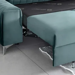 Wohnen Schlafsofas*Federkern-Wohnzimmercouch in Petrol Blau Samt - Racing