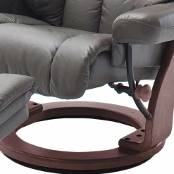 Wohnen Fernsehsessel mit Relaxfunktion in Leder Schlammfarben Vihanna mit Hocker (zweiteilig)