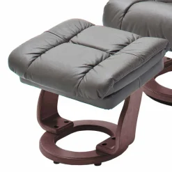 Wohnen Fernsehsessel mit Relaxfunktion in Leder Schlammfarben Vihanna mit Hocker (zweiteilig)