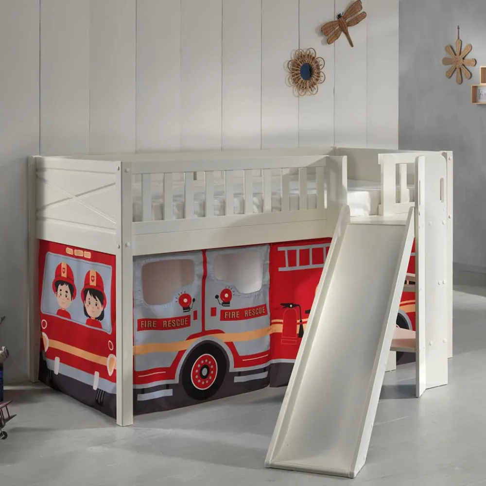Wohnen Kinderbetten*Feuerwehr Spielbett mit schräger Rutsche - Cosmona