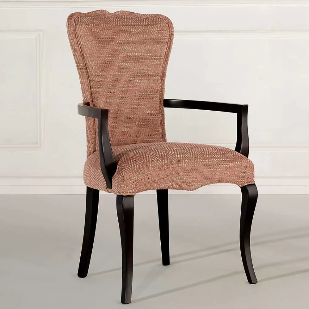 Wohnen Italienische Möbel|Wohnzimmerstühle*Fischgrät Armlehnenstuhl in Altrosa Strukturstoff - Salut