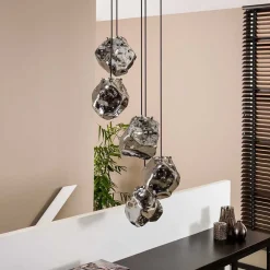 Wohnen 5-flammige Designer Pendelleuchte in Felsstein Optik - Mantua