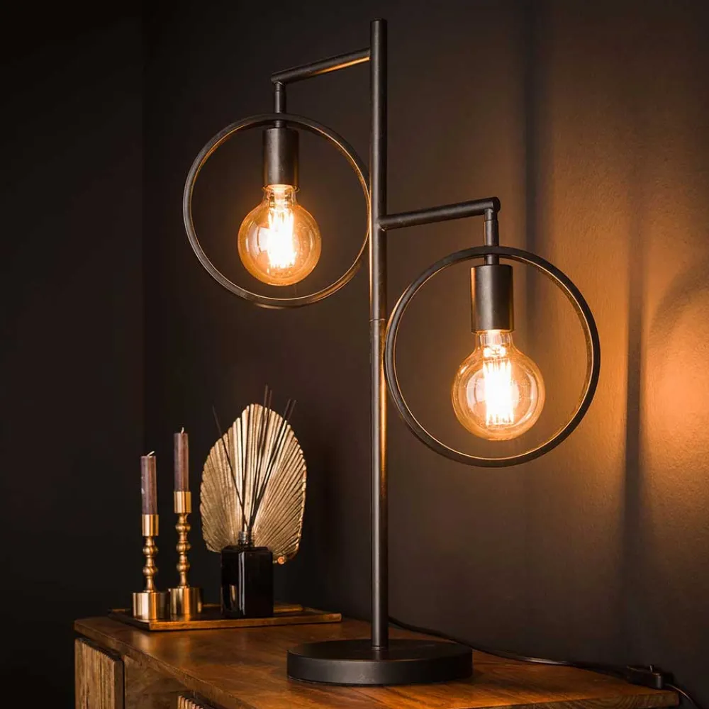 Wohnen 2-flammige Designer Tischleuchte in Dunkelgrau - Shyma