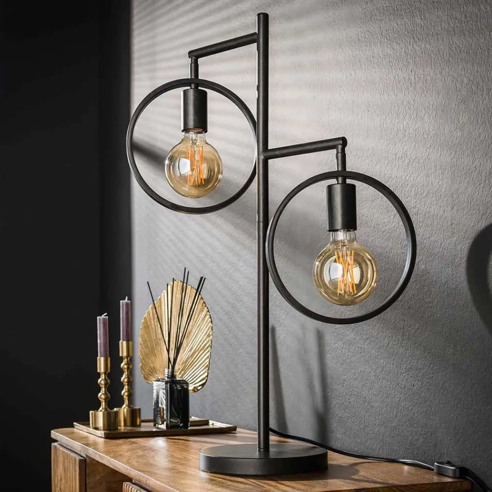 Wohnen 2-flammige Designer Tischleuchte in Dunkelgrau - Shyma