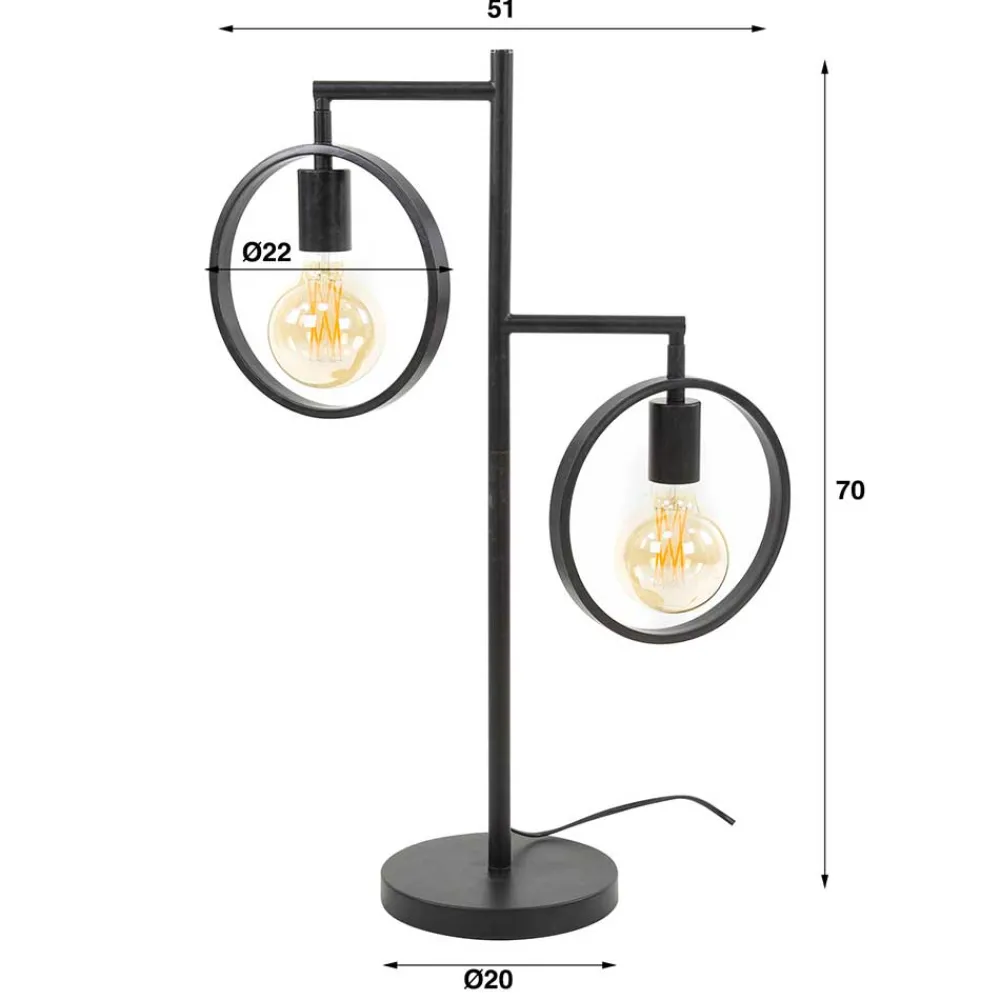 Wohnen 2-flammige Designer Tischleuchte in Dunkelgrau - Shyma