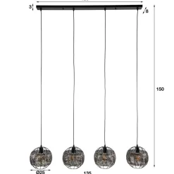 Wohnen 4-flammige Design-Hängelampe in Schwarzbraun - Raula