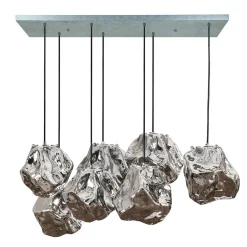 Wohnen 7-flammige Hängelampe in Fels Stein Optik - Domniar