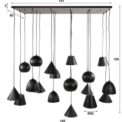 Wohnen 18-flammige Hängelampe in Schwarzgrau - Civetta