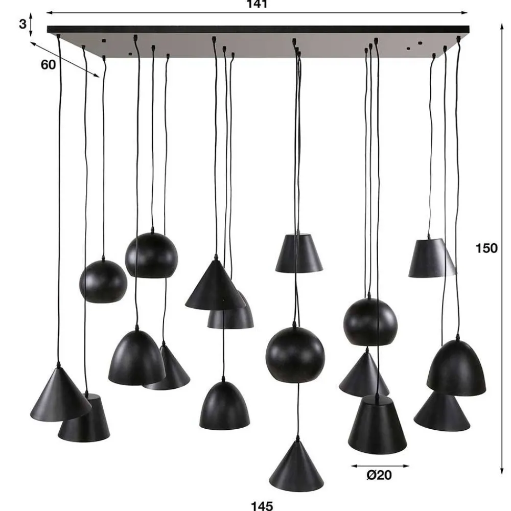 Wohnen 18-flammige Hängelampe in Schwarzgrau - Civetta