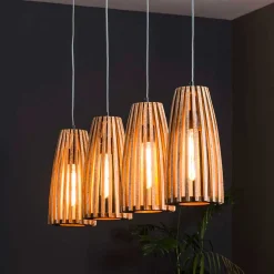 Wohnen 4-flammige Hängelampe mit Holzschirmen - Orvinio