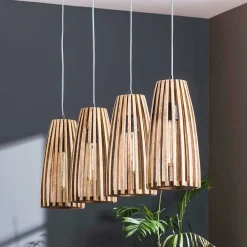 Wohnen 4-flammige Hängelampe mit Holzschirmen - Orvinio