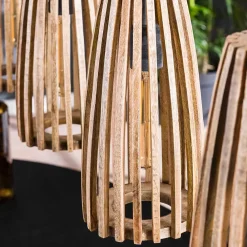 Wohnen 4-flammige Hängelampe mit Holzschirmen - Orvinio