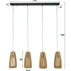 Wohnen 4-flammige Hängelampe mit Holzschirmen - Orvinio