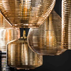 Wohnen 7-flammige Hängelampe mit Rillenglas Schirmen - Piatra