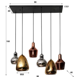 Wohnen 6-flammige Hängelampe mit verschiedenen Glasschirmen - Gerri