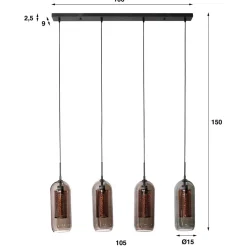 Wohnen 4-flammige Hängeleuchte in Schwarzgrau - Vironda
