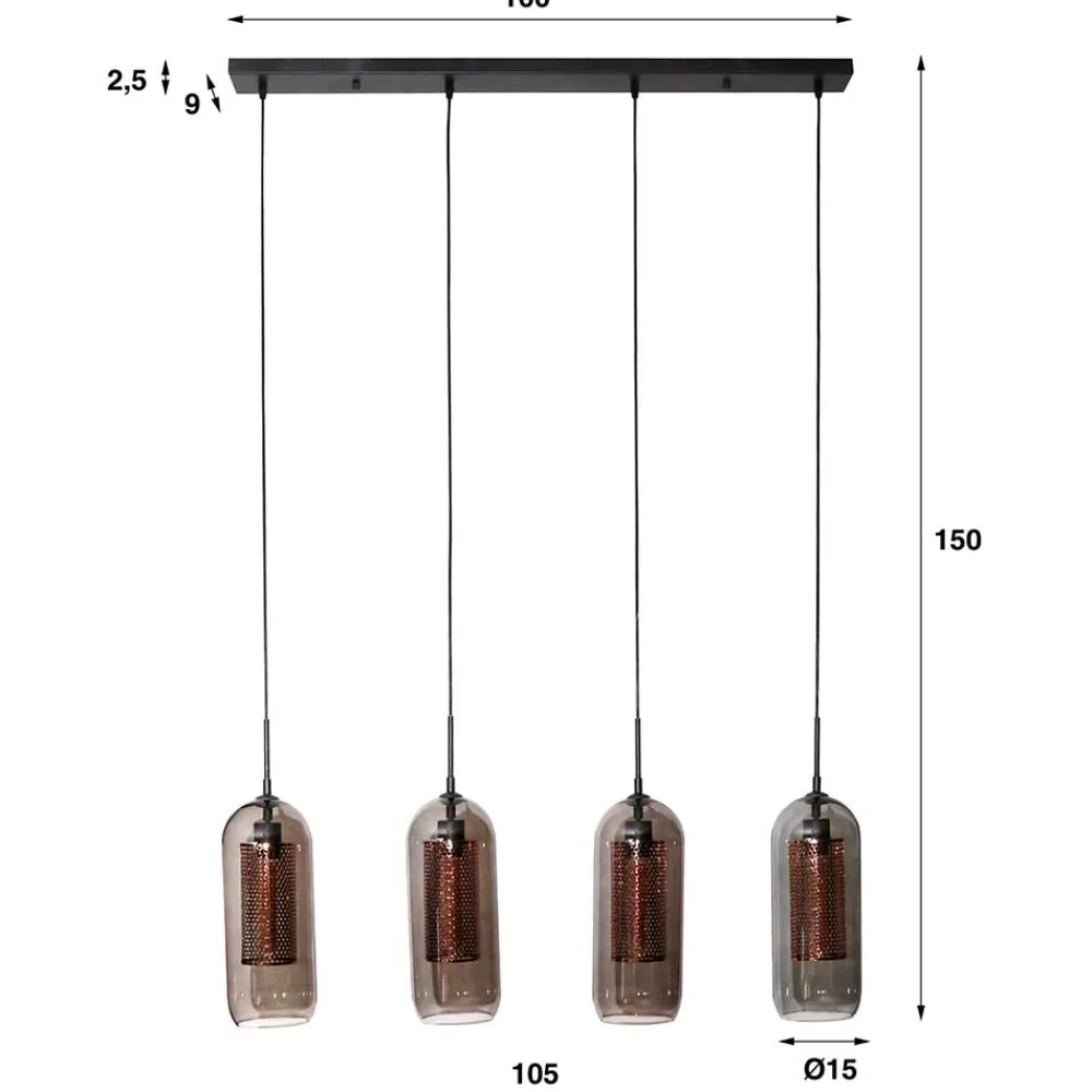 Wohnen 4-flammige Hängeleuchte in Schwarzgrau - Vironda