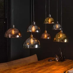 Wohnen 7-flammige Hängeleuchte mit Glasschirmen - Liselo