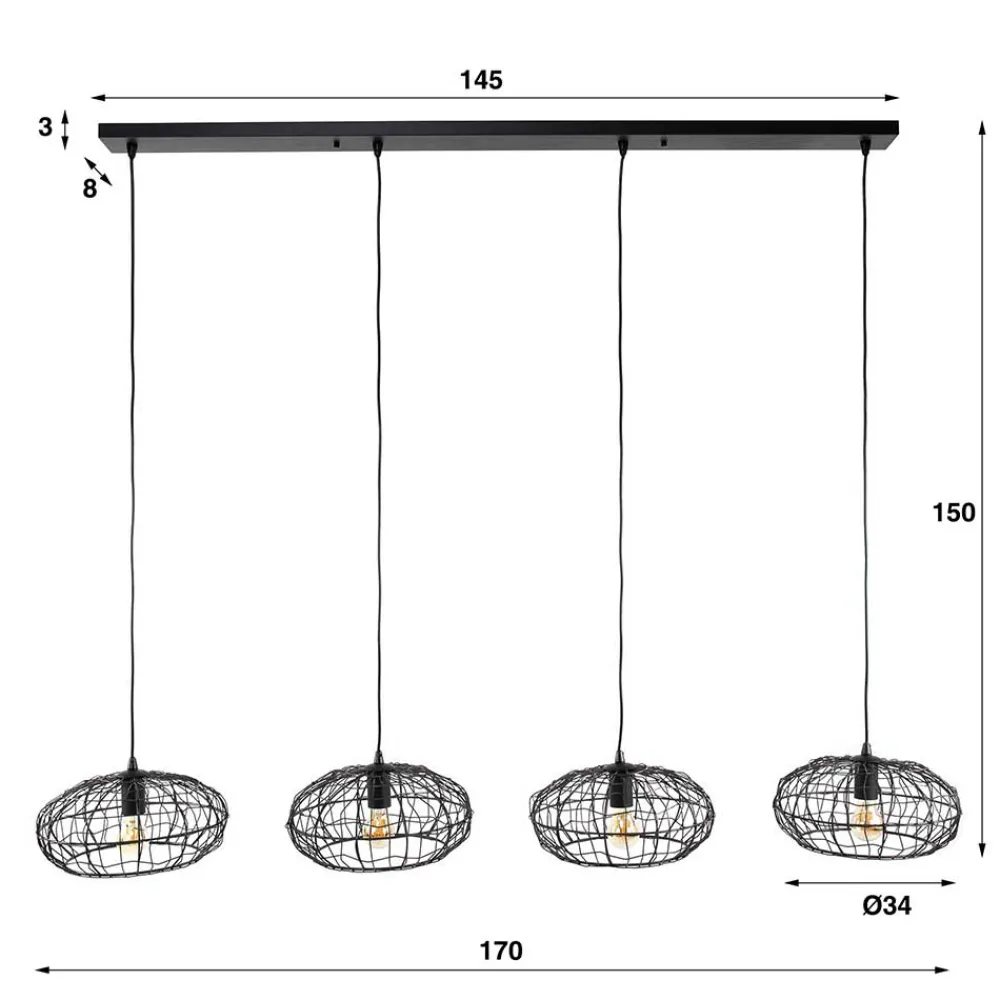 Wohnen 4-flammige Hängeleuchte mit Drahtschirmen - Pardial