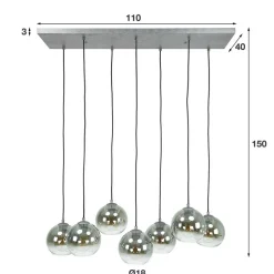 Wohnen Graue Möbel|Glasmöbel*7-flammige Hängeleuchte mit Glaskuppeln - Sanne