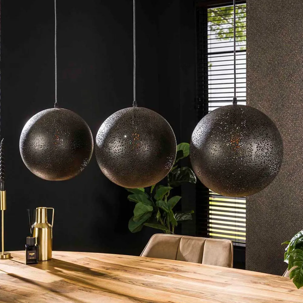 Wohnen 3-flammige Kugel-Hängelampe in Schwarz - Feixon