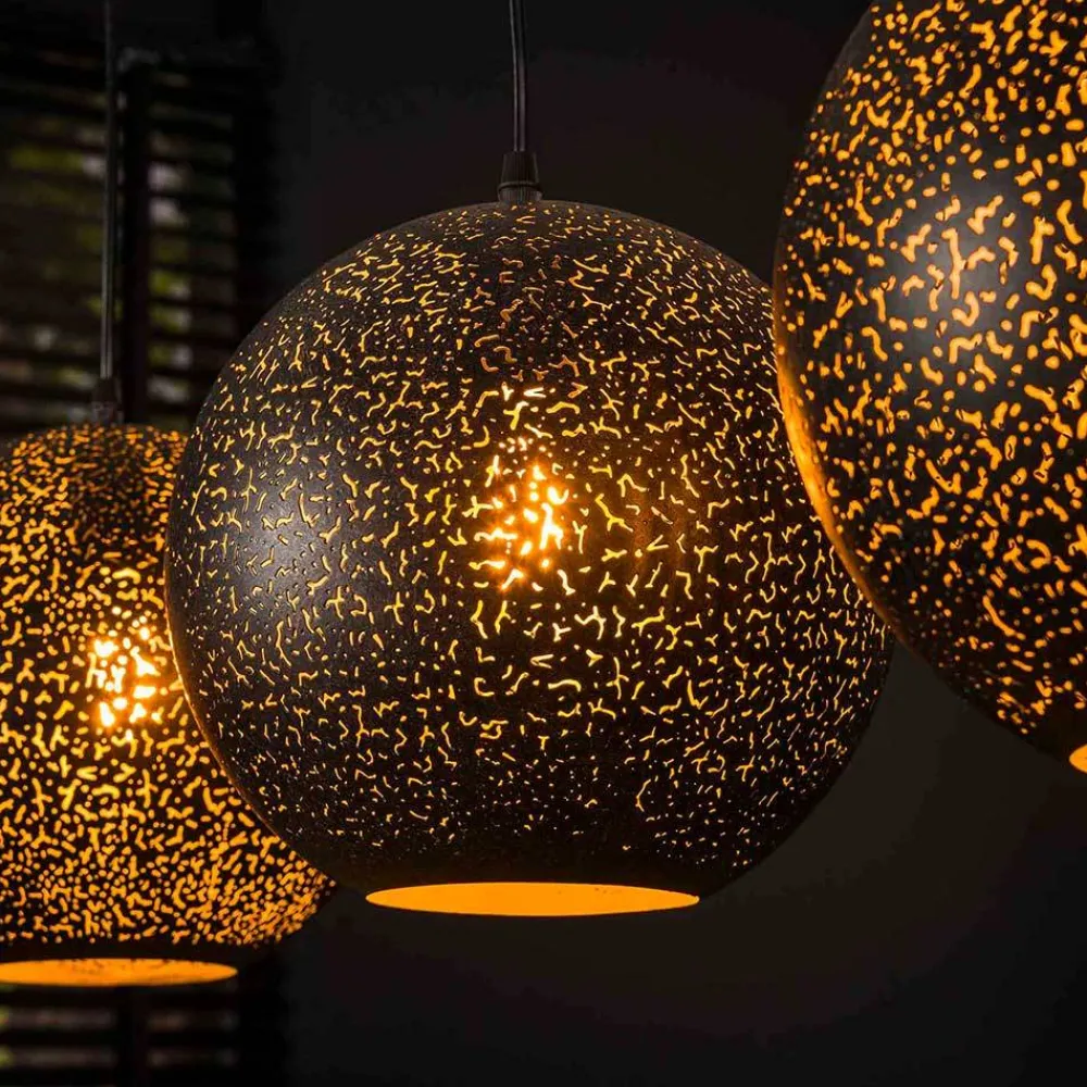 Wohnen 3-flammige Kugel-Hängelampe in Schwarz - Feixon