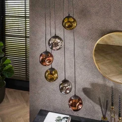 Wohnen 6-flammige Leuchte mit Kugelschirmen aus Glas - Polar