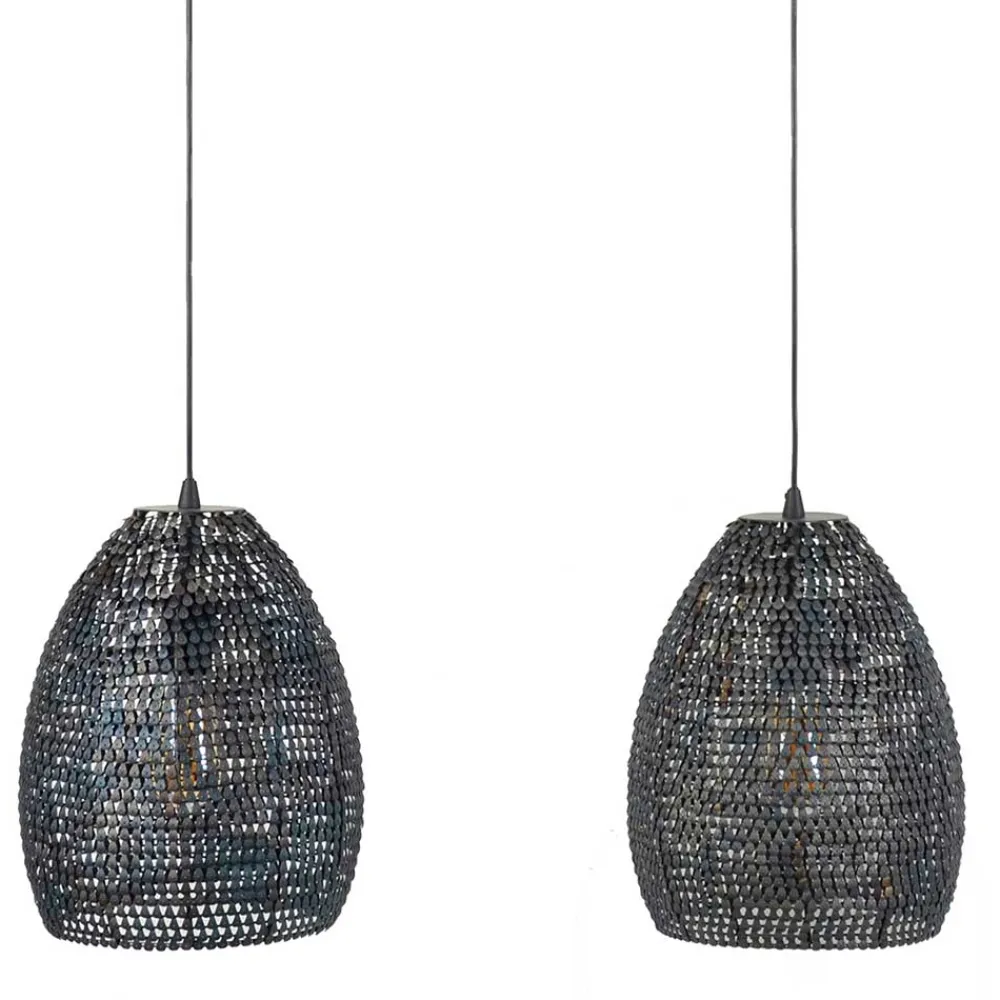 Wohnen 3-flammige Metall Hängeleuchte in Schwarz Braun - Mediny