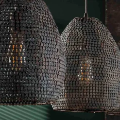 Wohnen 3-flammige Metall Hängeleuchte in Schwarz Braun - Mediny