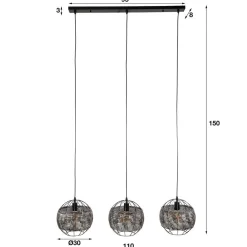 Wohnen 3-flammige Metall Hängeleuchte in Schwarzbraun - Casamarina