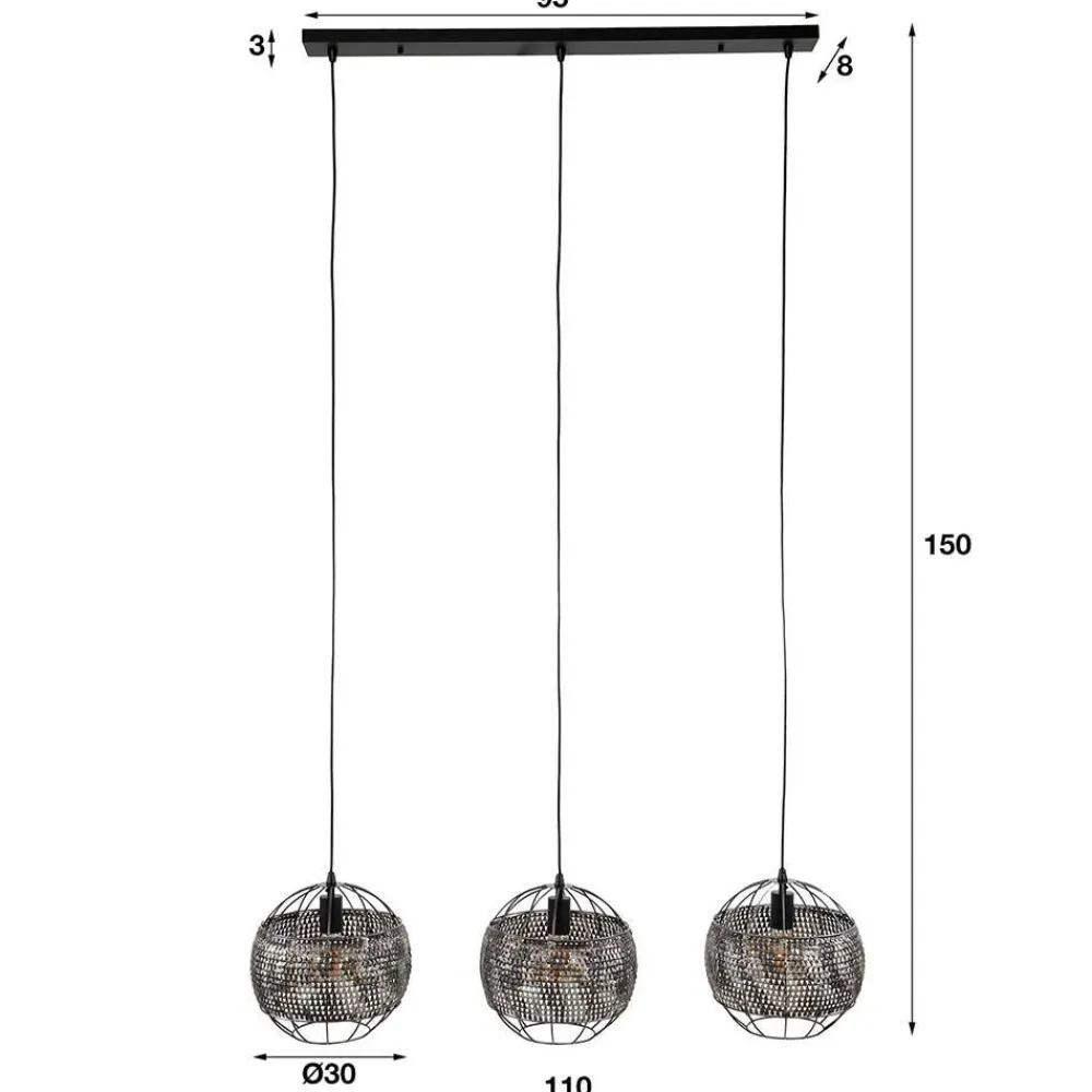 Wohnen 3-flammige Metall Hängeleuchte in Schwarzbraun - Casamarina