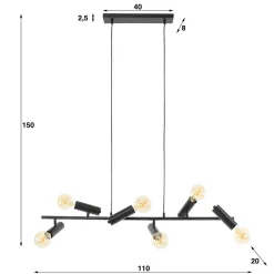 Wohnen 6-flammige Pendelleuchte in Anthrazit - Gozoa