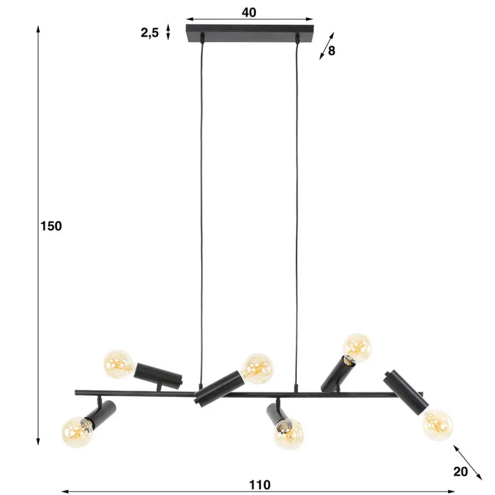 Wohnen 6-flammige Pendelleuchte in Anthrazit - Gozoa