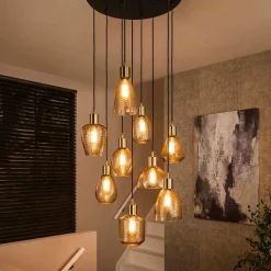 Wohnen 9-flammige Pendelleuchte mit Glasschirmen - Dress